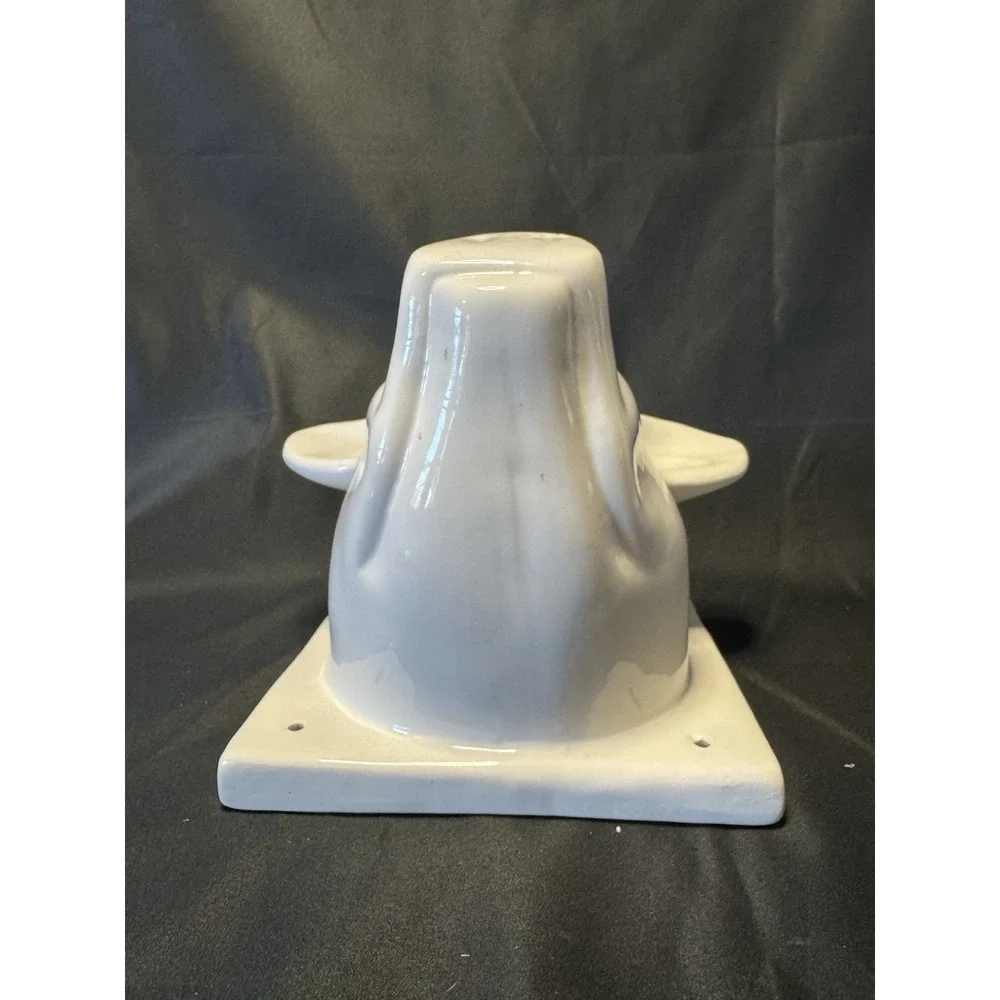 Vintage White Ceramic Pig Head Apron Wall Hanger, Kitchen Decor